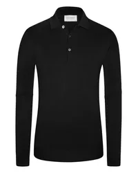 John Smedley Poloshirt mit Natural-Stretch,100% Schurwolle Schwarz