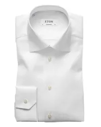 Eton Hemd mit Diagonalstruktur, Contemporary Fit Weiß