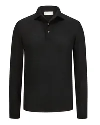 Filippo de Laurentiis Langarm-Poloshirt aus Merinowolle Schwarz