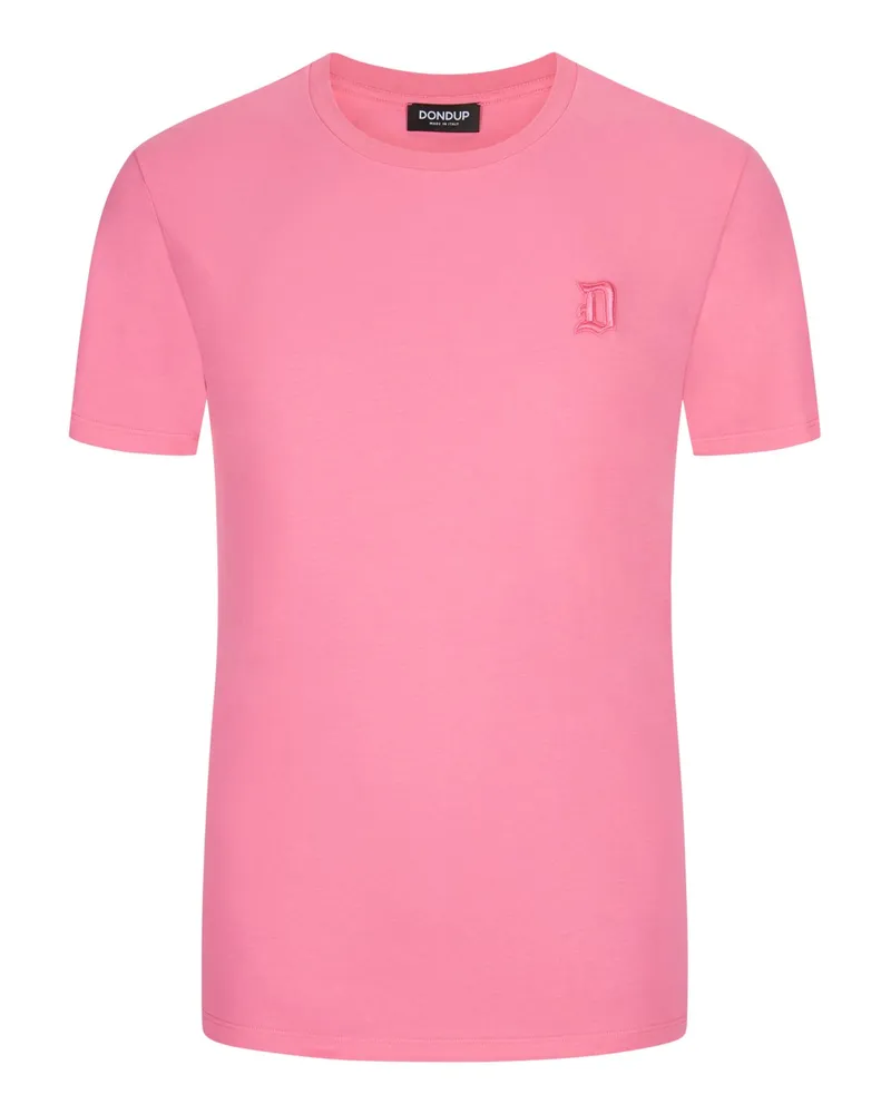 Dondup Unifarbenes T-Shirt mit Monogramm-Stickerei Pink