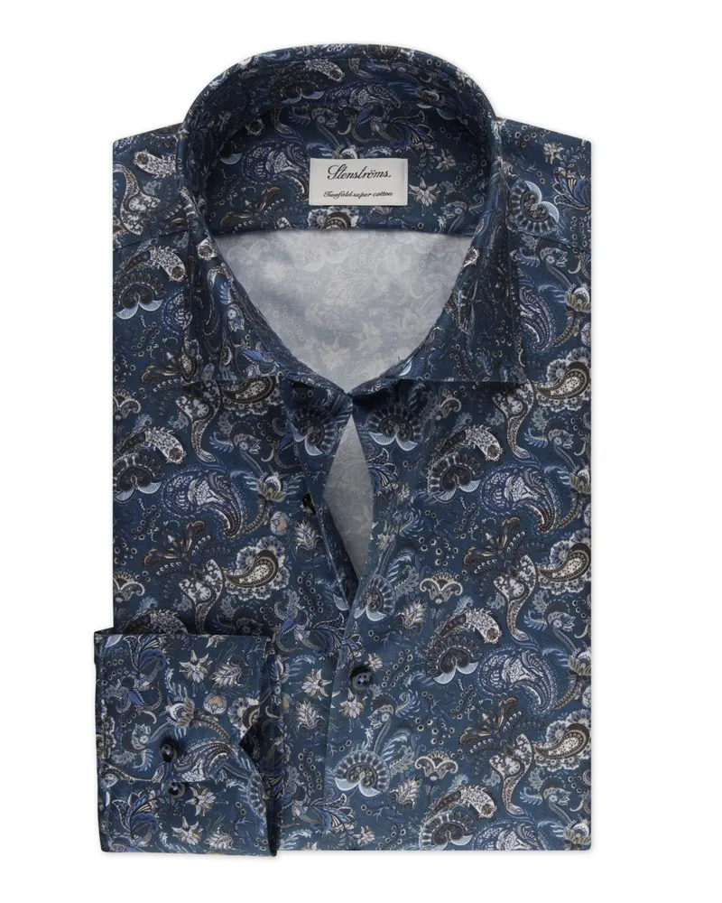 Stenströms Hemd mit Paisley-Muster, Fitted Body Marine