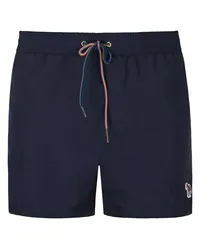 Paul Smith Unifarbene Badeshorts mit Logo-Aufnäher Marine