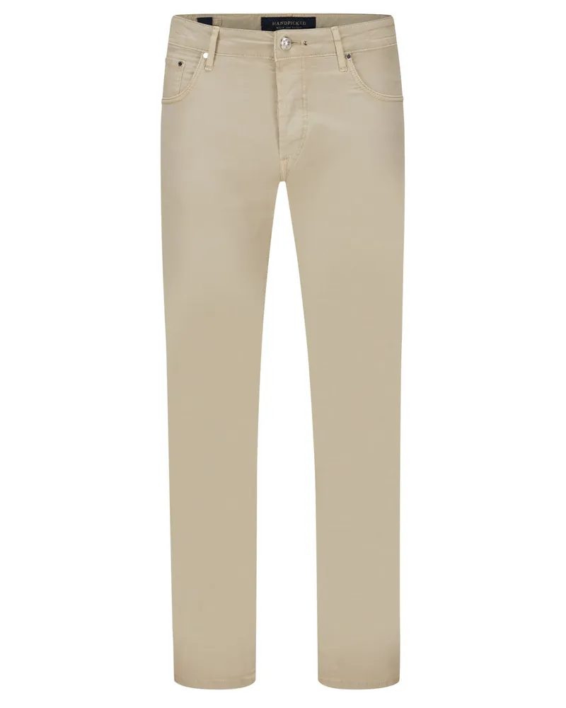 Handpicked Glatte 5-Pocket-Hose Ravello aus Supima Cotton Beige