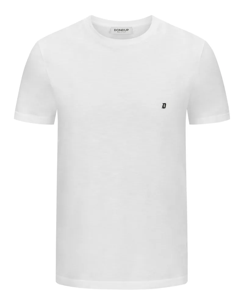 Dondup T-Shirt in Jersey-Qualität mit gummiertem Logo-Emblem Weiß