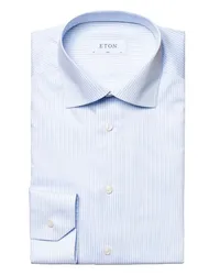 Eton Gestreiftes Twill-Hemd, Contemporary Fit Hellblau