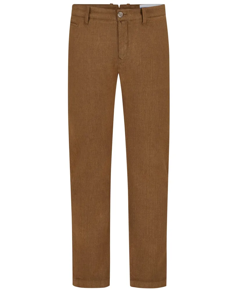 Jacob Cohën Softe Chino Bobby mit filigranem Karo-Muster, Slim Fit Beige