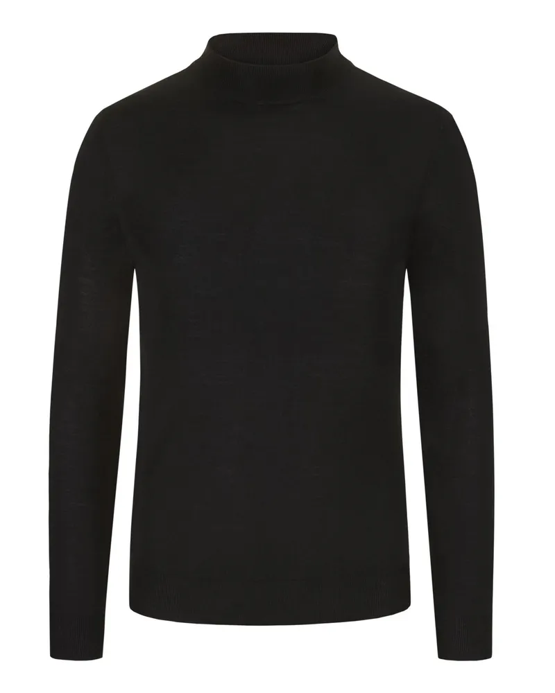 Filippo de Laurentiis Feiner Merino-Pullover mit Stehkragen Schwarz