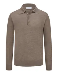 Eton Strick-Poloshirt aus extrafeiner Merinowolle Beige