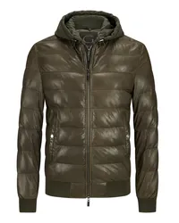 Gimo's Gesteppte Lederjacke mit abnehmbarer Blende Oliv