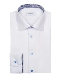 Eton Hemd mit Struktur-Twill und Ausputz, Contemporary Fit Weiß