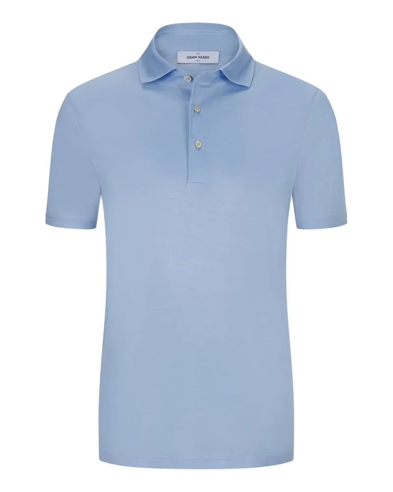 Gran Sasso Glattes Poloshirt aus merzerisierter Baumwolle Hellblau