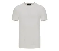 Glattes Strick-T-Shirt aus Seide mit Streifen-Akzenten