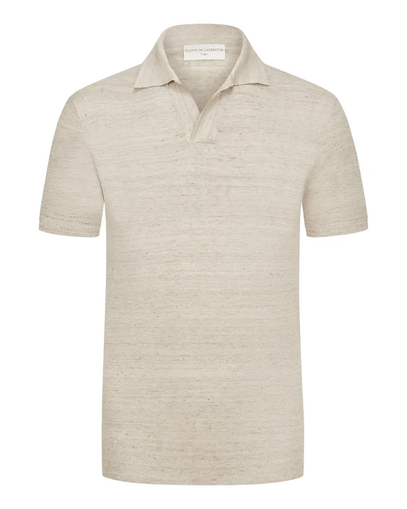 Filippo de Laurentiis Feinstrick-Poloshirt aus einem Leinengemisch Beige