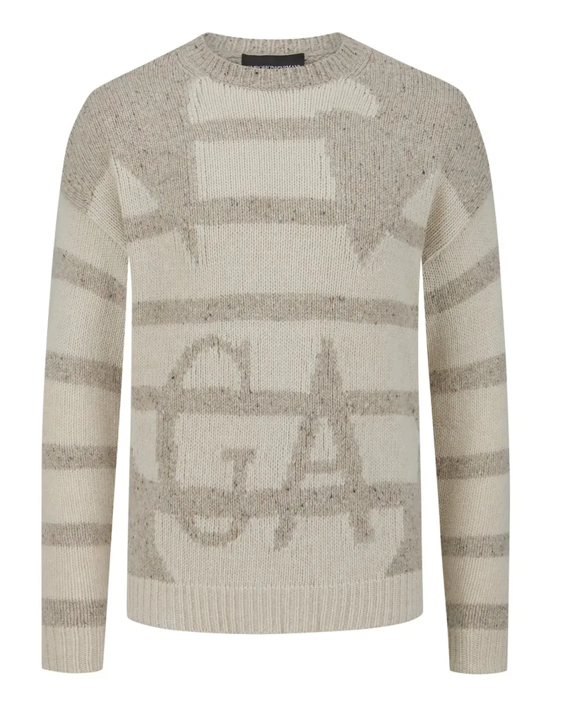 Emporio Armani Pullover mit gestricktem Logo Beige