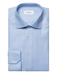 Eton Hemd aus Baumwolle mit feinem Muster, Contemporary Fit Mittelblau