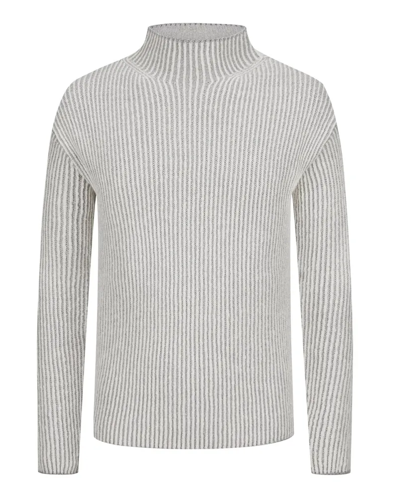 Phil Petter Gestreifter Pullover mit Merinowolle und Turtleneck Offwhite