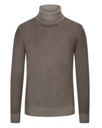 Gran Sasso Bicolor Rollkragenpullover in Reiskornstrick Taupe