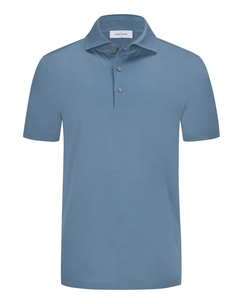 Gran Sasso Glattes Poloshirt aus merzerisierter Baumwolle Mittelblau