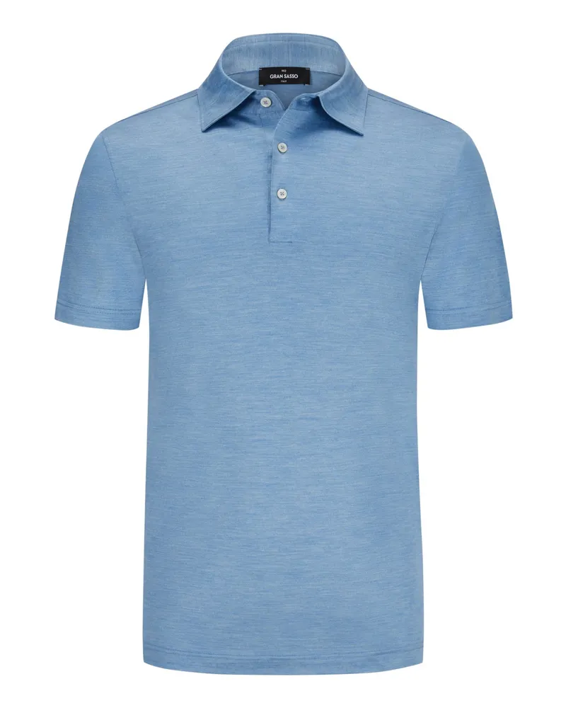 Gran Sasso Glattes Poloshirt aus Seide in melierter Optik Hellblau