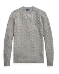 Ralph Lauren Pullover mit Zopfmuster, Woll-Kaschmir-Mix Hellgrau