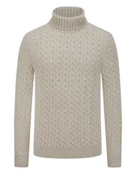 Fedeli Rollkragenpullover aus Wolle und Kaschmir mit Zopfmuster Beige