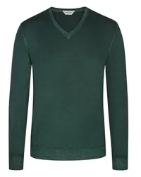 Gran Sasso Leichter Pullover mit V-Neck, Merino-Vintage Grün