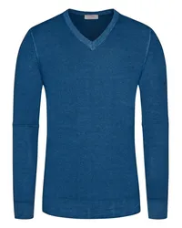 Gran Sasso Leichter Pullover mit V-Neck, Merino-Vintage Königsblau