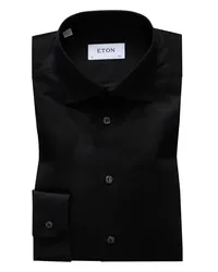 Eton Hemd mit Diagonalstruktur, Slim Fit Schwarz