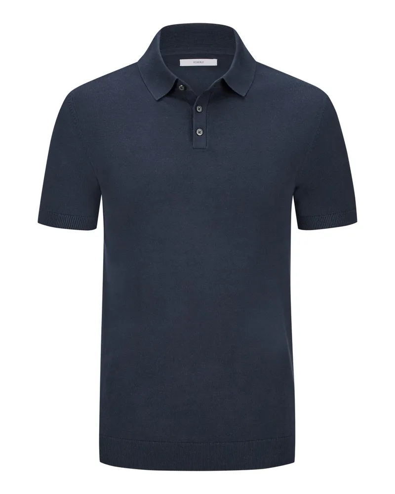 ECKERLE Poloshirt in Feinstrick-Qualität mit Seide Marine