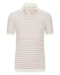 Maurizio Baldassari Poloshirt aus Leinen mit Ringelmuster Pink