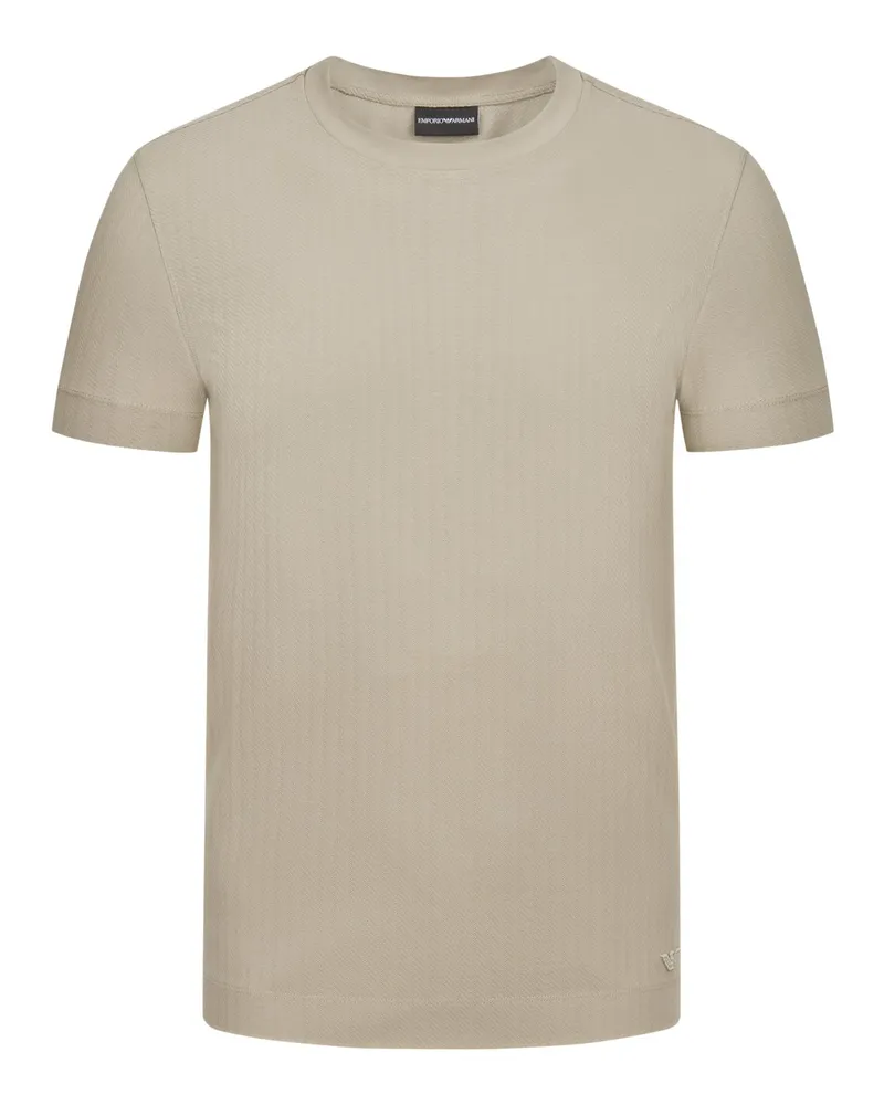 Emporio Armani Gestricktes T-Shirt mit feiner Struktur Beige