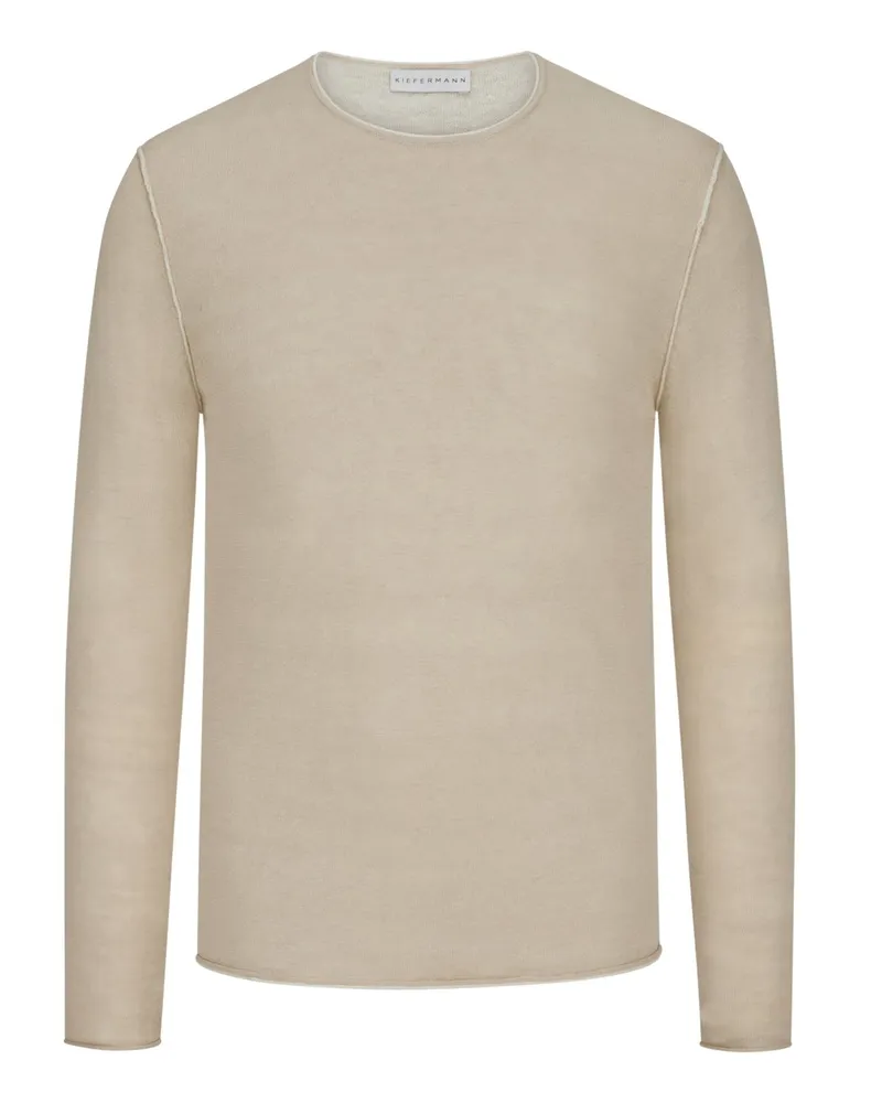 KIEFERMANN Pullover aus Leinen mit O-Neck und Rollkante Beige