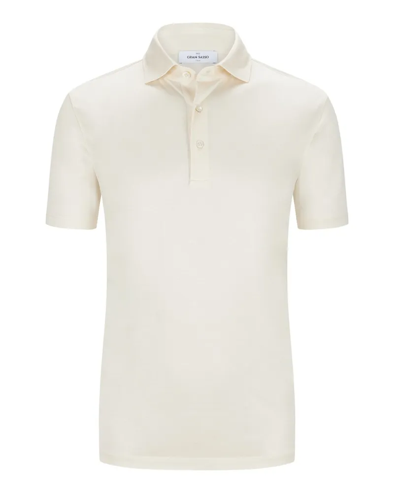 Gran Sasso Glattes Poloshirt aus merzerisierter Baumwolle Champagner