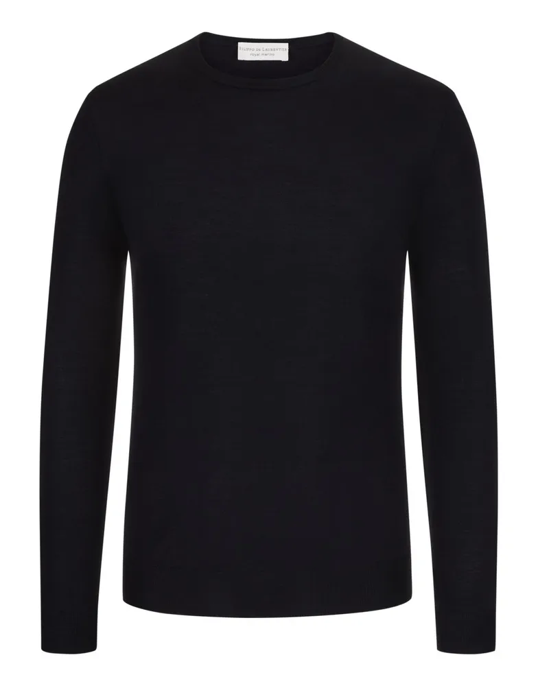 Filippo de Laurentiis Pullover aus feiner Merinowolle, O-Neck Marine