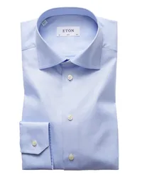 Eton Hemd mit Diagonalstruktur, Slim Fit Hellblau