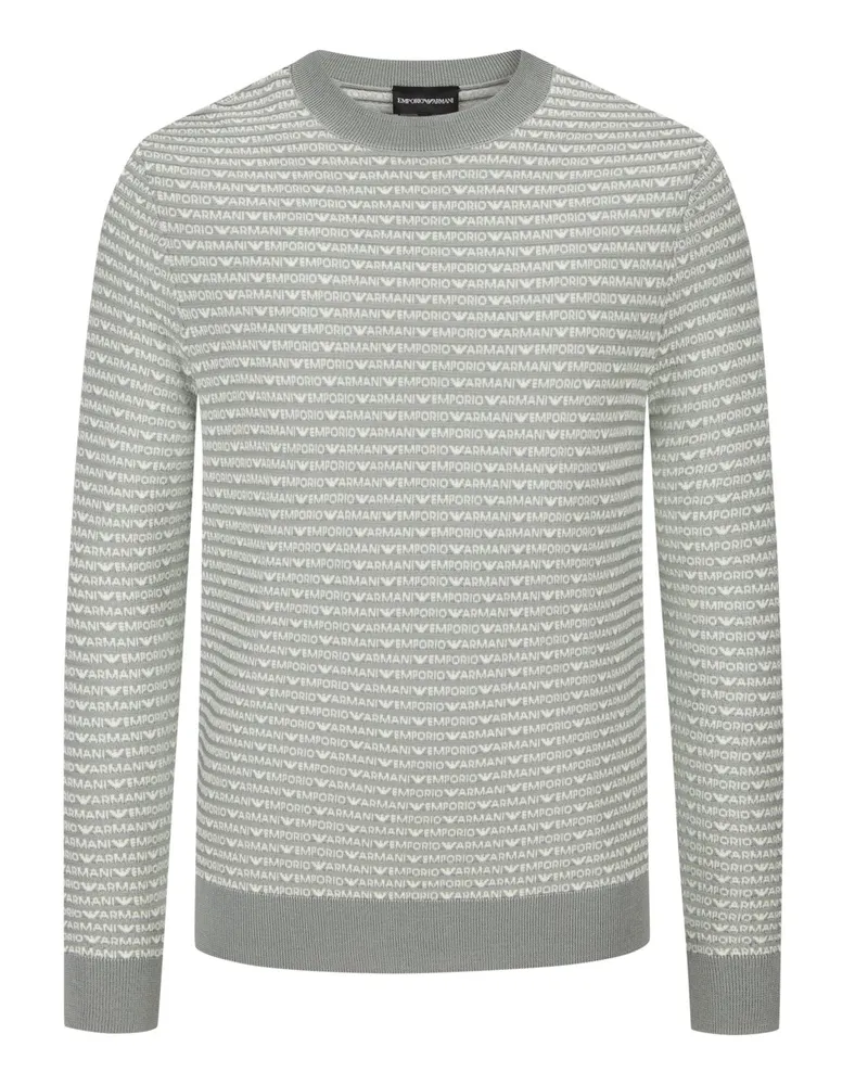 Emporio Armani Pullover in Feinstrick-Qualität mit Label-Prägungen Hellgrau