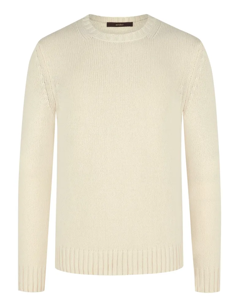 windsor. Kaschmir-Pullover mit O-Neck Offwhite