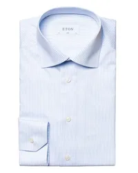 Eton Gestreiftes Twill-Hemd, Slim Fit Hellblau