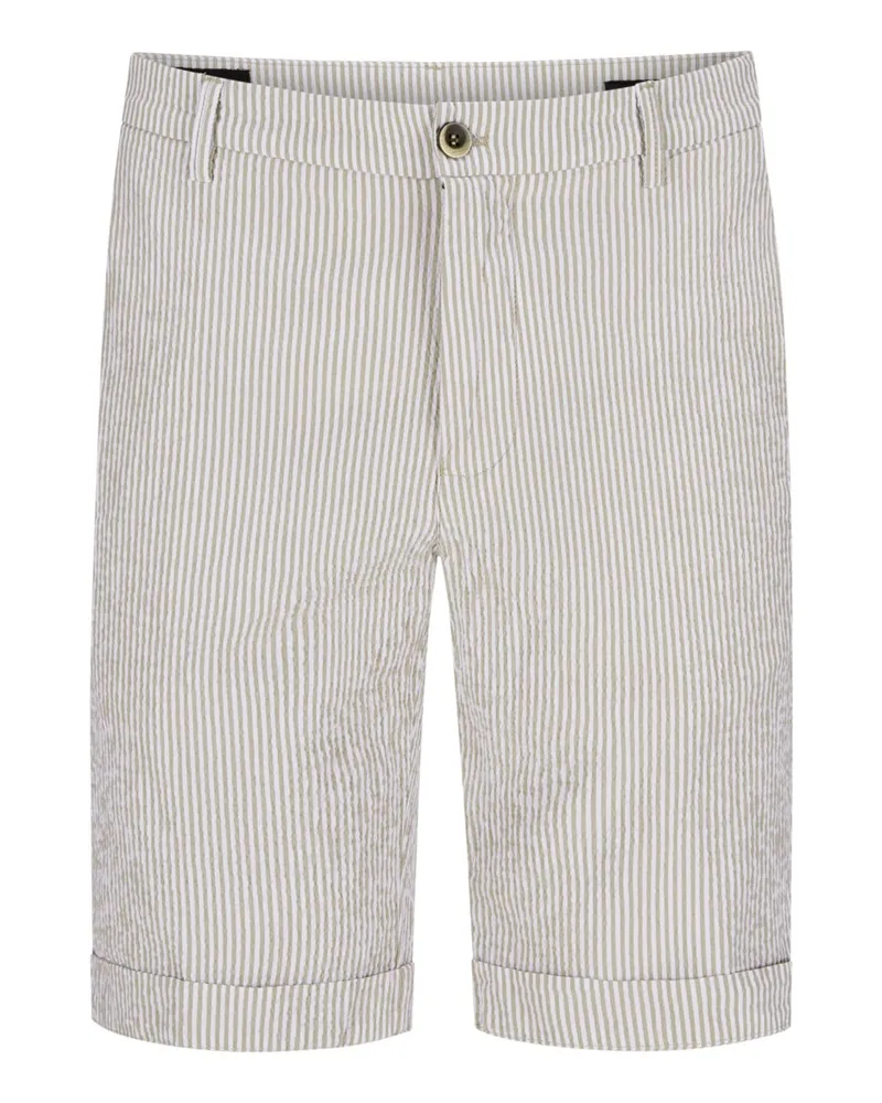 Mason's Shorts in Seersucker-Qualität mit Streifenmuster, Regular Fit Beige