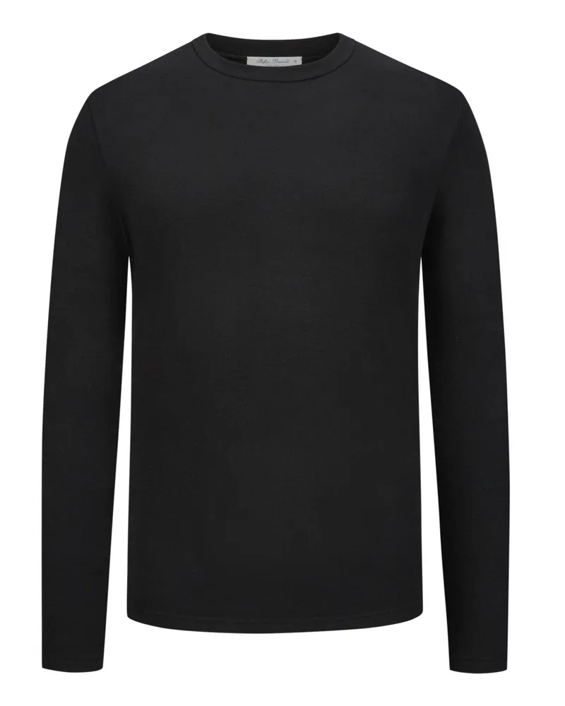 Stefan Brandt Longsleeve mit Soft-Finish-Innenseite Schwarz