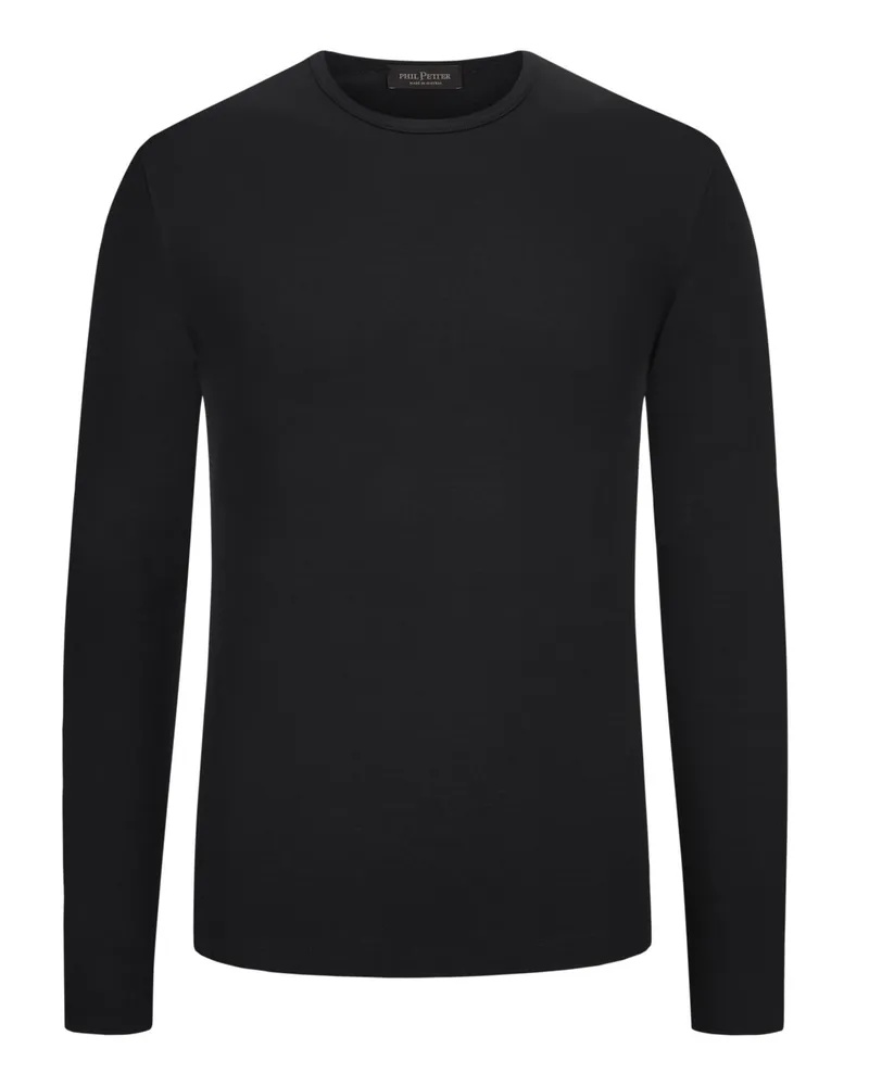 Phil Petter Softes Longsleeve, Viskose-Stretch Schwarz