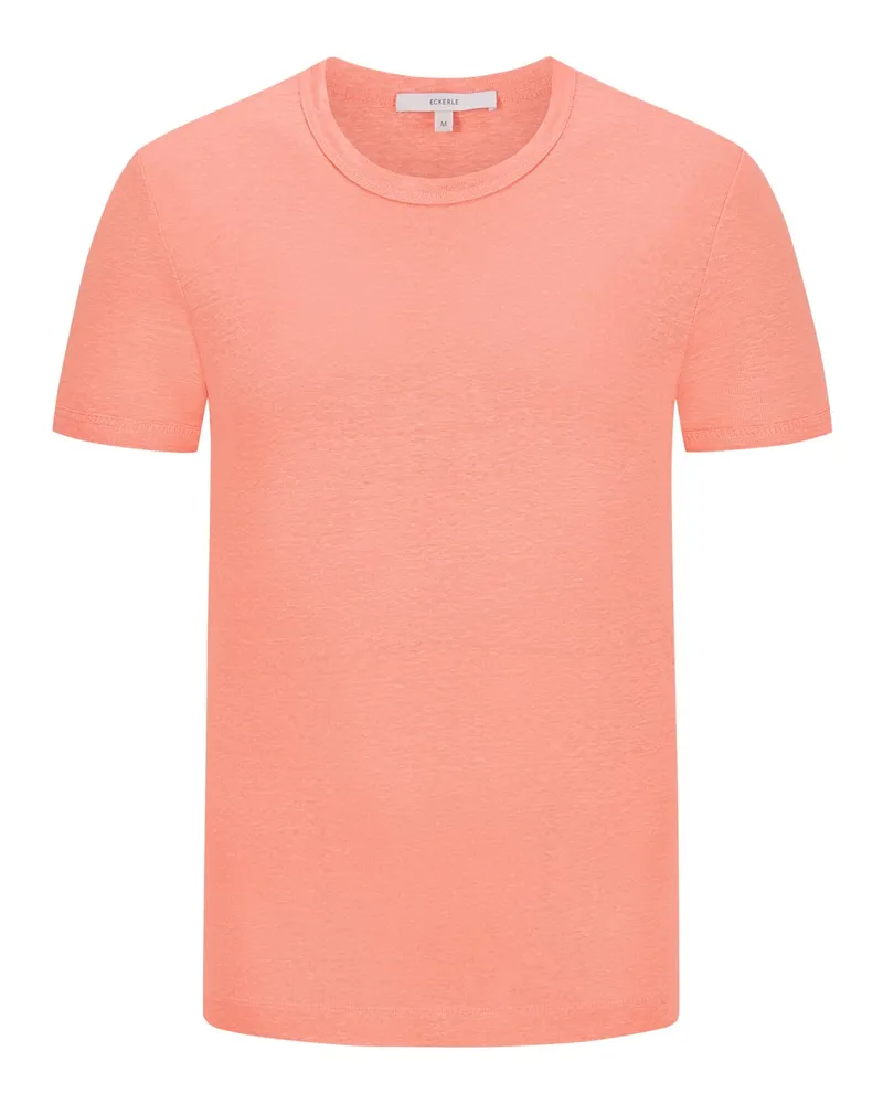 ECKERLE Unifarbenes T-Shirt aus Leinen in Jersey-Qualität Orange