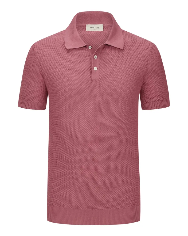 Gran Sasso Strick-Poloshirt mit Wabenstruktur aus Bio-Baumwolle Pink