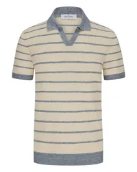 Gran Sasso Strick-Poloshirt mit V-Ausschnitt aus einem Leinen-Mix Beige