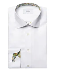 Eton Hemd aus Baumwolle mit Ausputz, Slim Fit Weiß