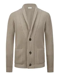 Filippo de Laurentiis Strickjacke in Rippstrick aus extrafeiner Merinowolle Beige