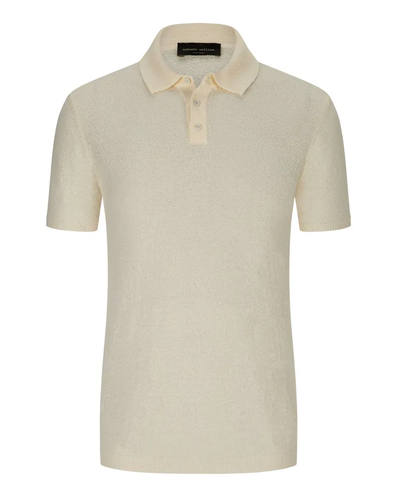 Roberto Collina Softes Bouclé-Poloshirt Offwhite