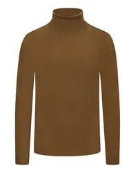 Paul Smith Rollkragenpullover aus Merinowolle mit Kontraststreifen Braun