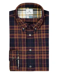 Paul Smith Flanellhemd mit Glencheck-Muster, Tailored Fit Orange