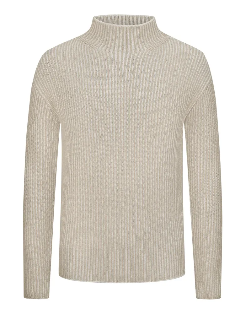 Phil Petter Gestreifter Pullover mit Merinowolle und Turtleneck Beige